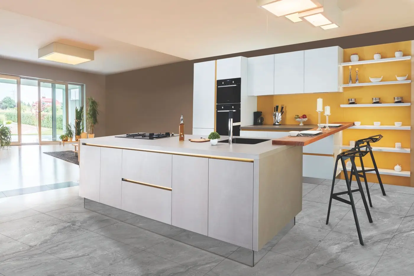 A bright residential kitchen with cabinets and counters. San Jose.