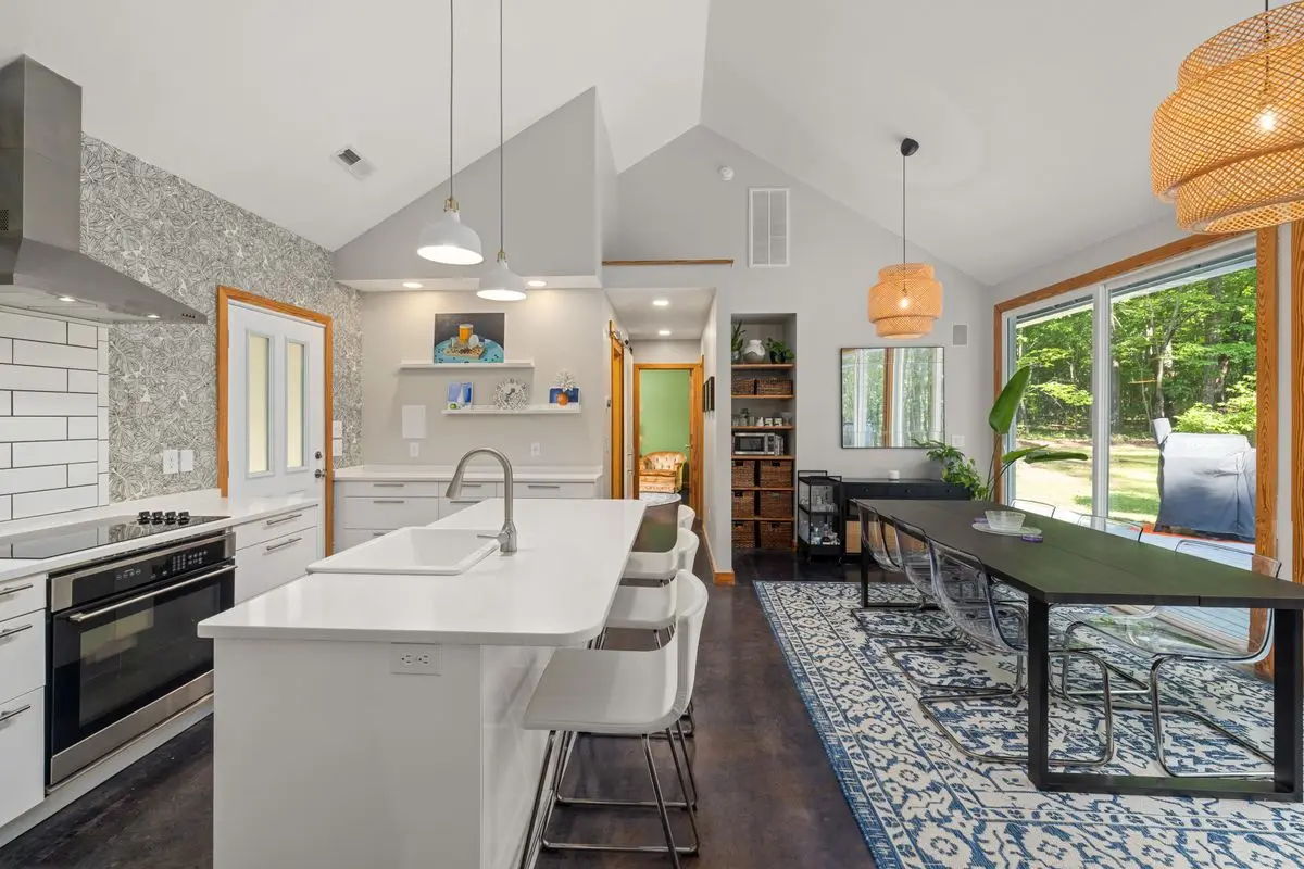 A bright residential kitchen with cabinets and counters. San Jose.