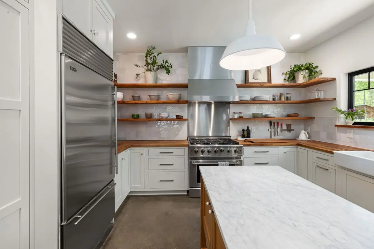 A bright residential kitchen with cabinets and counters. San Jose.